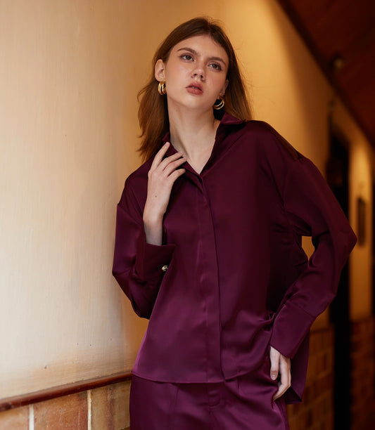 Satin long sleeve shirt